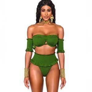 NEW Revolve x B FYNE Bottom High Waisted Ruched Ruffle bikini bottom size XL